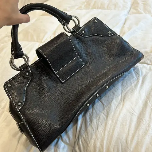 Dolce & Gabbana Y2K Vintage Brown Leather Suede Studded Cheetah Shoulder‎ Bag