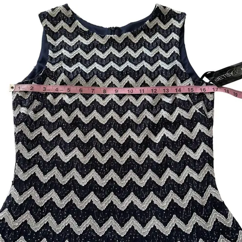 Betsy and Adam Chevron Cocktail Dress Mini to Midi sparkly zipup new years size 12 - Image 7