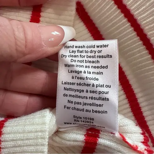 Callahan Lucy Red & White Stripe Turtleneck Short Sleeve Cropped Sweater Size XS Red - Image 11