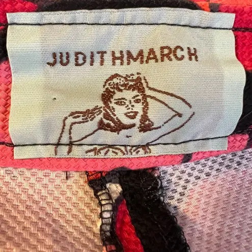 Judith March Shorts Black Red Pink Poppies Floral 3" inseam Ruffle Detail Medium