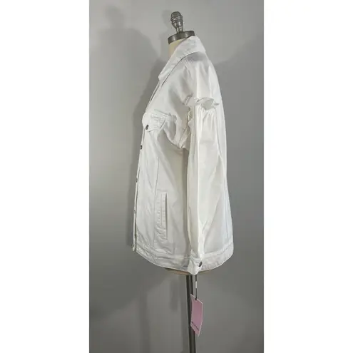 Avec Les Filles Oversized Denim Jean Jacket Off White Ruffled Feminine Sleeve M