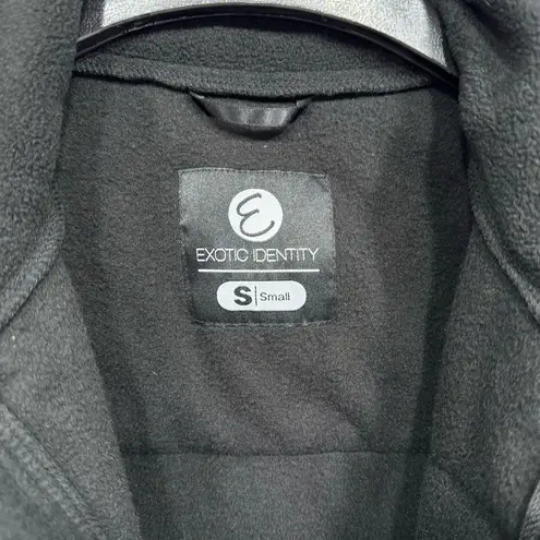 Exotic Identity Black Fleece and Khaki Colorblock Zip Front Jacket Size Small