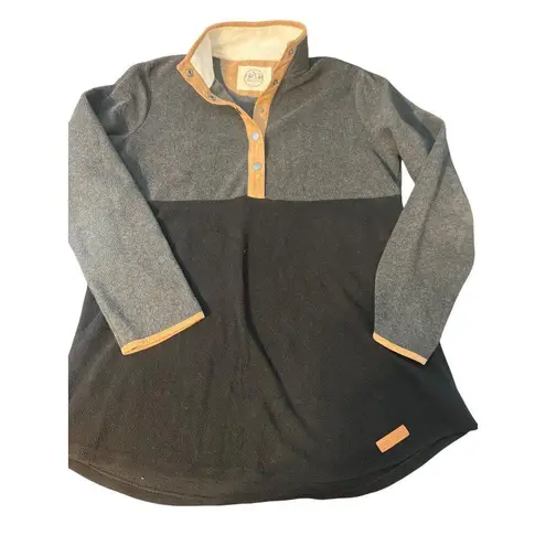 Marley Lilly Snap Button Fleece Pullover Gray Black Brown Colorblock Size XL