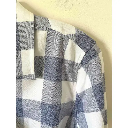 UNTUCKit Plaid Button Down Collared Blouse Shirt Navy Blue White Size 4 NEW