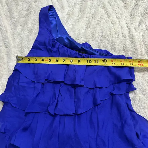 Jay Godfrey Size 4 Royal Blue One Shoulder Ruffle Mini Dress Wedding Guest Party