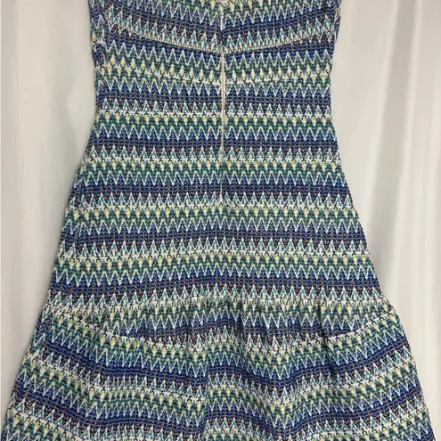 Wow Couture Colorful Embroidered Mini Dress Blue Green Strapless Dress Small