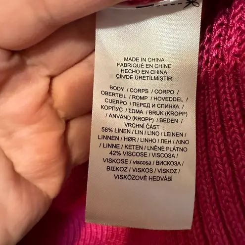 Ralph Lauren Black Label Linen Blend Tight Cable Knit Pink Sweater Size Large