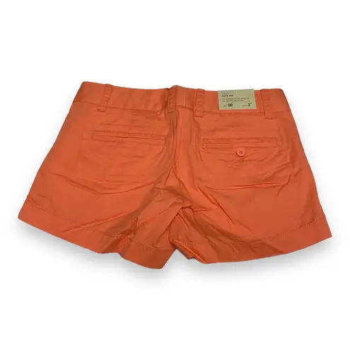 J. Crew Factory Womens Shorts Sz 00 3" Chino Neon Peach NEW Orange