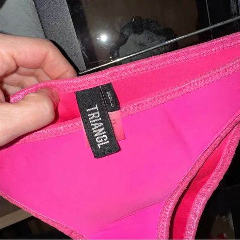Triangl bikini bottoms neon pink barbie cheeky low rise high leg scuba swimsuit Size M
