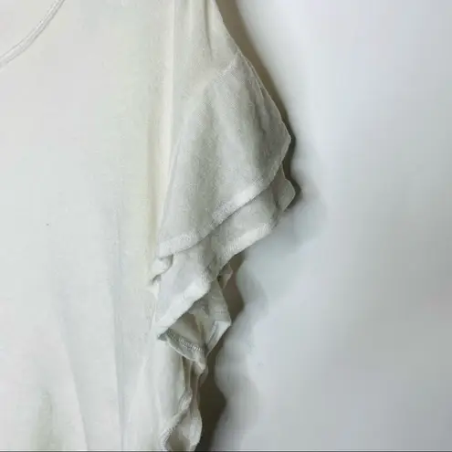 IRO  White Sheer Flutter Ruffle Sweater Sz XS