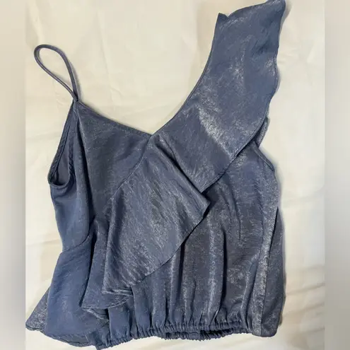 Donna Mizani Small blue shimmery Asymmetrical Blue Ruffle elastic hem.