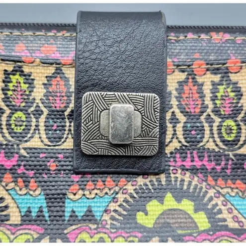 Sakroots Crossbody Zip Wallet Purse Coated Canvas Peace Sign Colorful Design