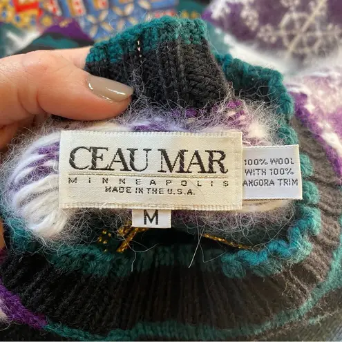 Vintage 90s Wool and Angora Reindeer Snowflake Ski Sweater Size M Size M