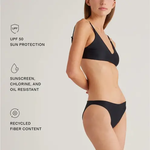 Quince NWT Black Italian Low-Rise Bikini Bottom Sz M