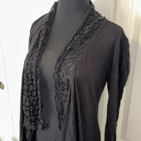 H.I.P. BLACK STRETCH KNIT TRIM CARDIGAN