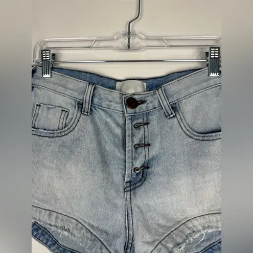 One Teaspoon  Romeos Button Fly Distressed Denim Shorts Size 25
