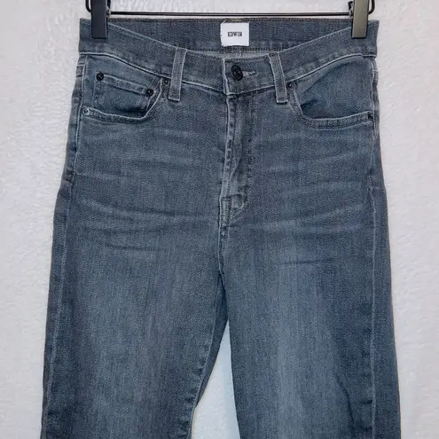 EDWIN Bree High Waist Raw Hem Crop Straight Leg Jeans In Ashland size 25