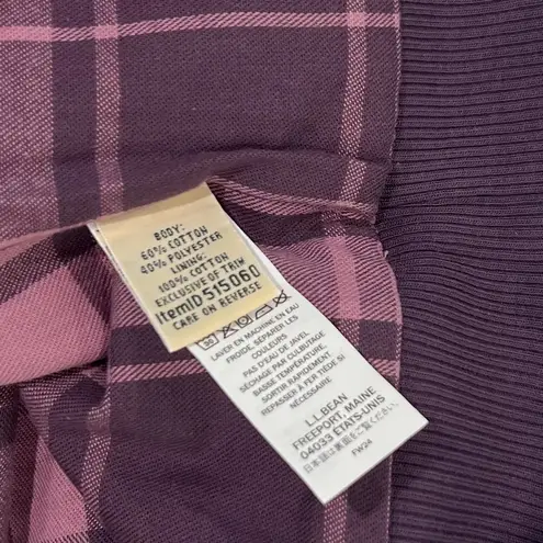 LL Bean 1912 Sweatshirt Flannel Lined Hoodie Purple Size 1X Plus XXL