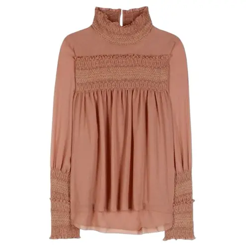 See By Chloe See By Chloé Smocked High-Neck Blouse Dusty Pink Boho Chic Size EU 36 (US 4)