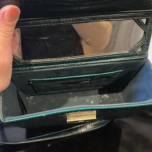 AQUA Emerald green crocodile embossed leather handbag