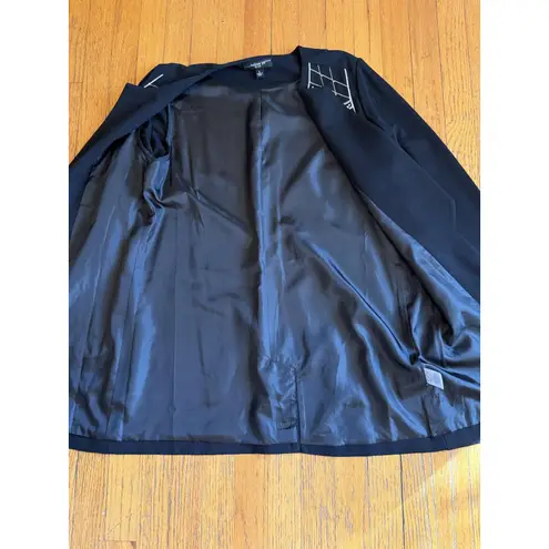 Andrew Yu Jacket Womens Large Black Embellished Embroidered Open Front Longline