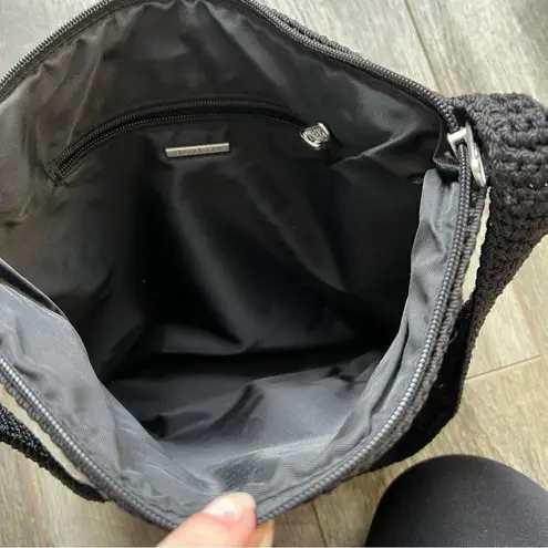 The Sak Original Crochet Knit Black Purse Shoulder Bag Medium Handbag