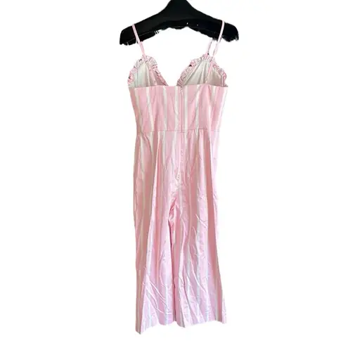 Gianni Bini  Pink and White‎ Sarah Striped Jumpsuit Cropped Wide Leg.
