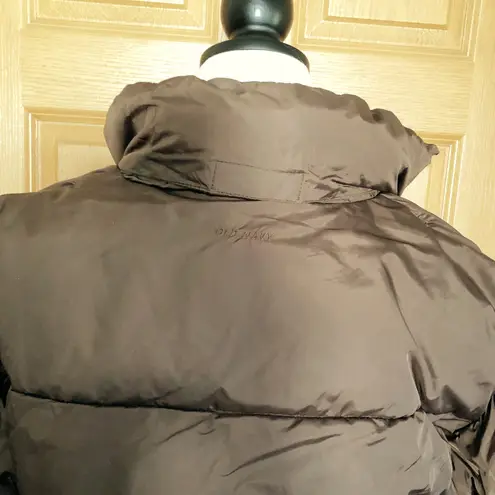 Old Navy Women’s Puffer Coat Zip Up with Hidden Hood Brown •Size Large - Image 10