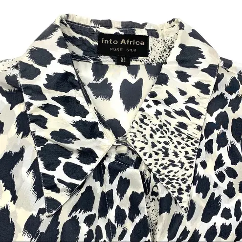 Into Africa Women’s Leopard Print Silk Shirt Size XL