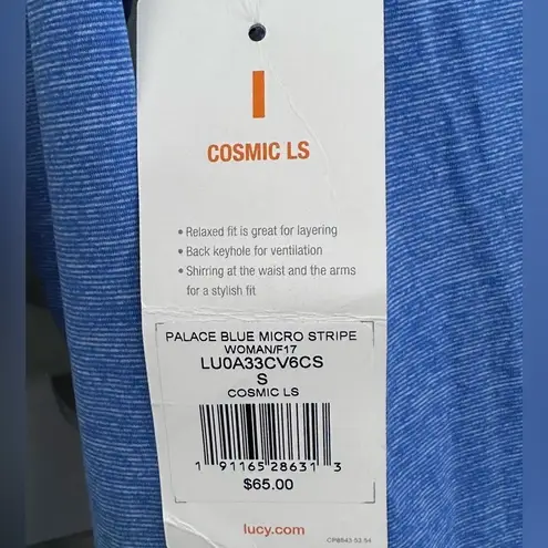 Lucy Ruched Long Sleeve Top Cosmic Blue Keyhole Athleisure Lounge Yoga Small