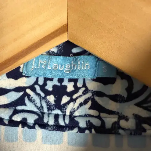 J. McLaughlin Navy Blue Printed Full Zip Mock Neck Scuba Billie Jacket Size S