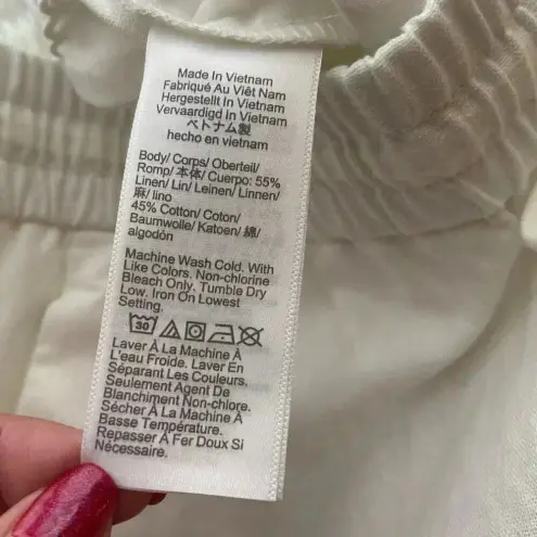 J Crew New Seaside Pant Women White Linen Blend Pull On Pockets Travel Size 8