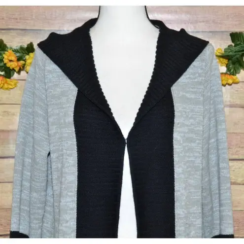 French Dressing Jeans Gray Black Color Block Hooded Long Cardigan Sweater Size L Size L
