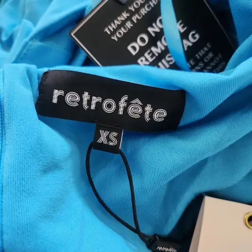 Retrofete Raven Dress in Peacock Blue Size XS Halter Open Back NWT