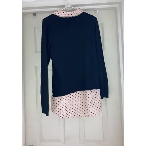 Adrianna Papell  Black Sweater Top With Pinkblack Heart Blouse