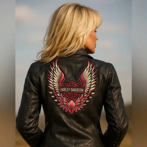 Harley Davidson Women GYPSY ROAD Leather Laced Jacket Large 97152