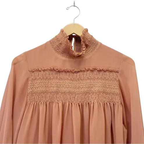 See By Chloe See By Chloé Smocked High-Neck Blouse Dusty Pink Boho Chic Size EU 36 (US 4)