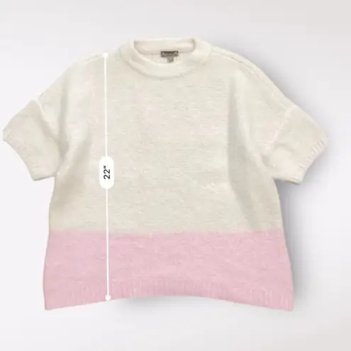 Lilla P Color blocked Wool Alpaca Crewneck Sweater Womens M/L Pink White Size M