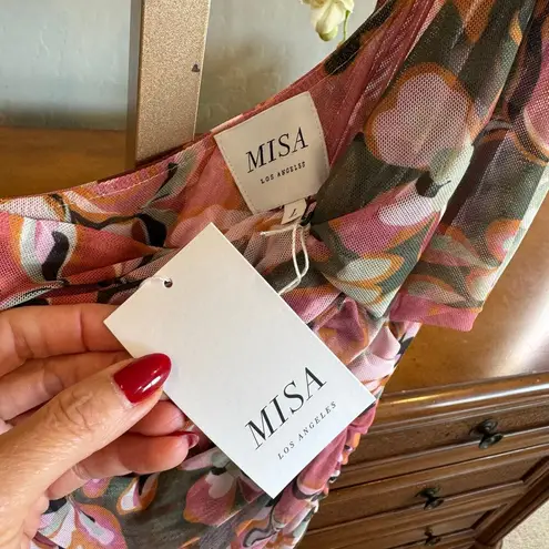 MISA Los Angeles Alethea One Shoulder Dress Resort Batik Mesh Large NWT