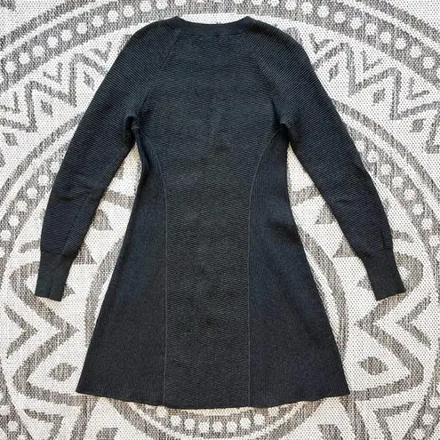 Club Monaco Chichi Textured Knit Long Sleeve Mini Dress in Dark Charcoal Gray XS