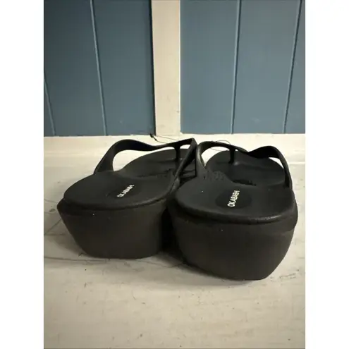 Okabashi Womens L Large Black Aspire Med Wedge Sandals Flip Flops Made in USA Size 10