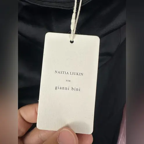 Gianni Bini  Nastia Liukin Audrey Off the Shoulder Satin Midi Dress Women’s Sz 6