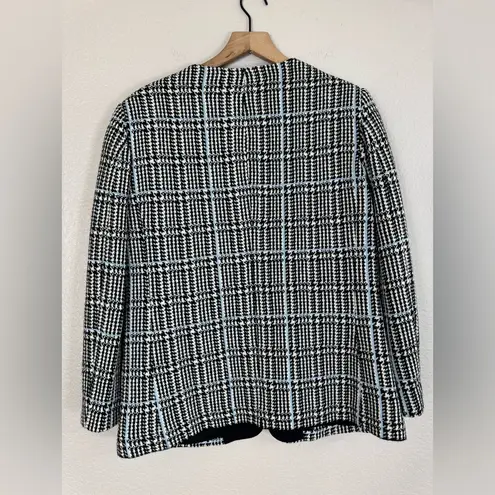 St. John Prince Wales Black White Houndstooth Knit Wool Blazer Jacket US 8 $2195
