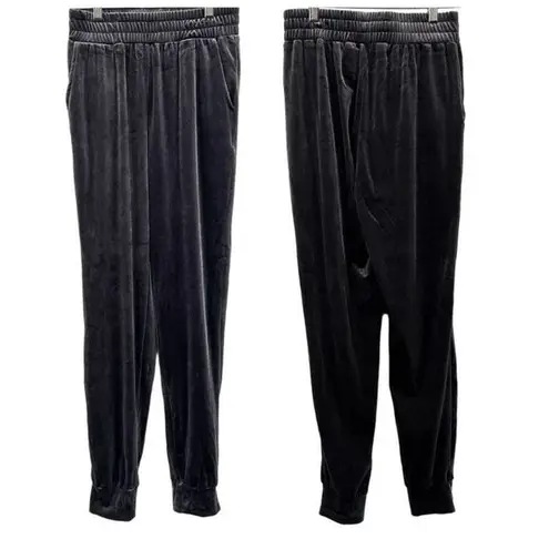 NUDE Crushed Velvet Joggers High Waisted Relaxed Loose Sweatpants Gray Small