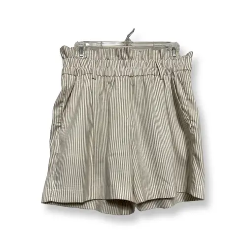VERO MODA Culottes Shorts Paperbag Waist Pull On Modern Striped Beige/White W M