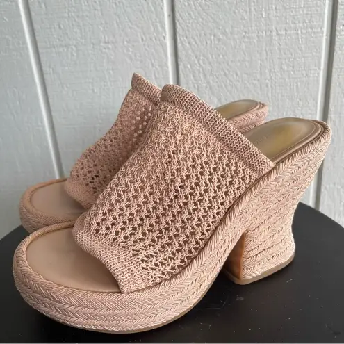 Tony Bianco Matrix Woven Wedge Heel Sandals in Skin Nude Beige Tan Size 8