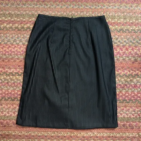 90s VTG CALIFORNIA CONCEPTS BLACK PINSTRIPE PENCIL SKIRT FRONT SLIT