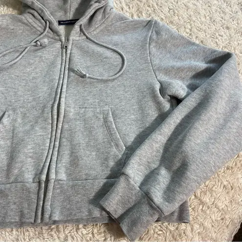 Brandy Melville  Heather Grey Cropped Zip Up Hoodie Jacket One Size XS S Small