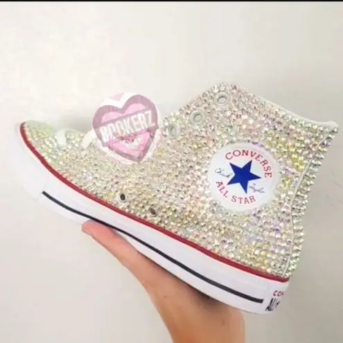 Bedazzled Bling Shoes AB Rhinestones SIZE 8.5 Sneakers Pink