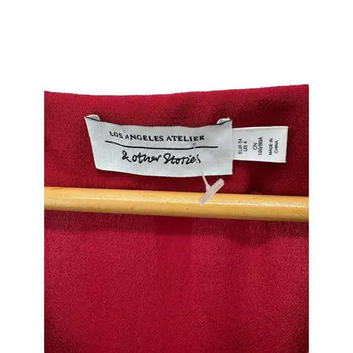& Other Stories Y2K & Other Stories Red Button Front Mini Dress Long Sleeve LA Atelier Size 4